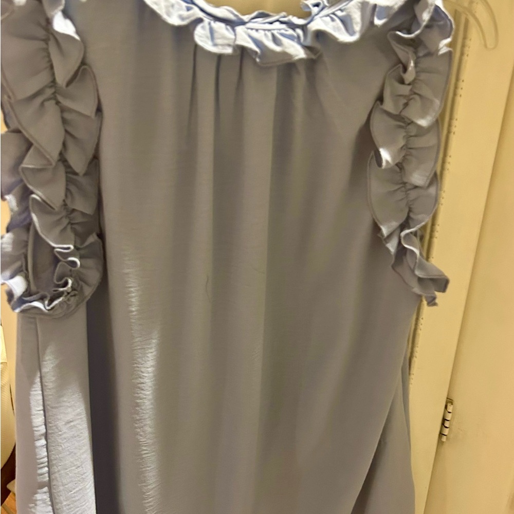 Entro Light Blue Ruffle Blouse - Picture 2 of 4